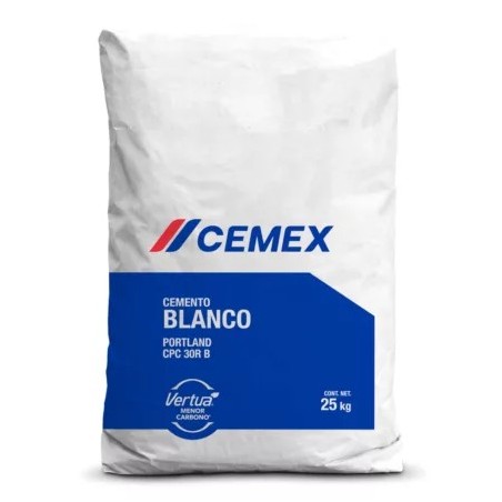 Cemex, Cemento Blanco Cpc30Rb 25 Kg, Saco