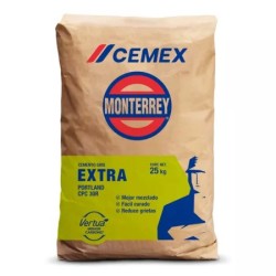 Cemex, Cemento Monterrey Gris Extra Cpc30R 25 Kg, Saco