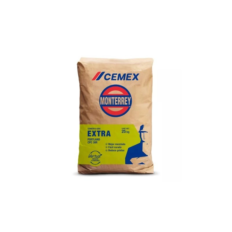 Cemex, Cemento Monterrey Gris Extra Cpc30R 25 Kg, Saco