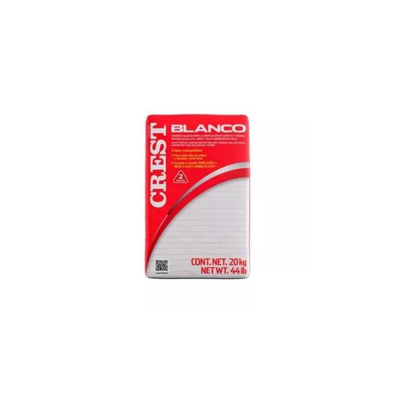 Crest, Adhesivo 20 Kg Blanco, Saco